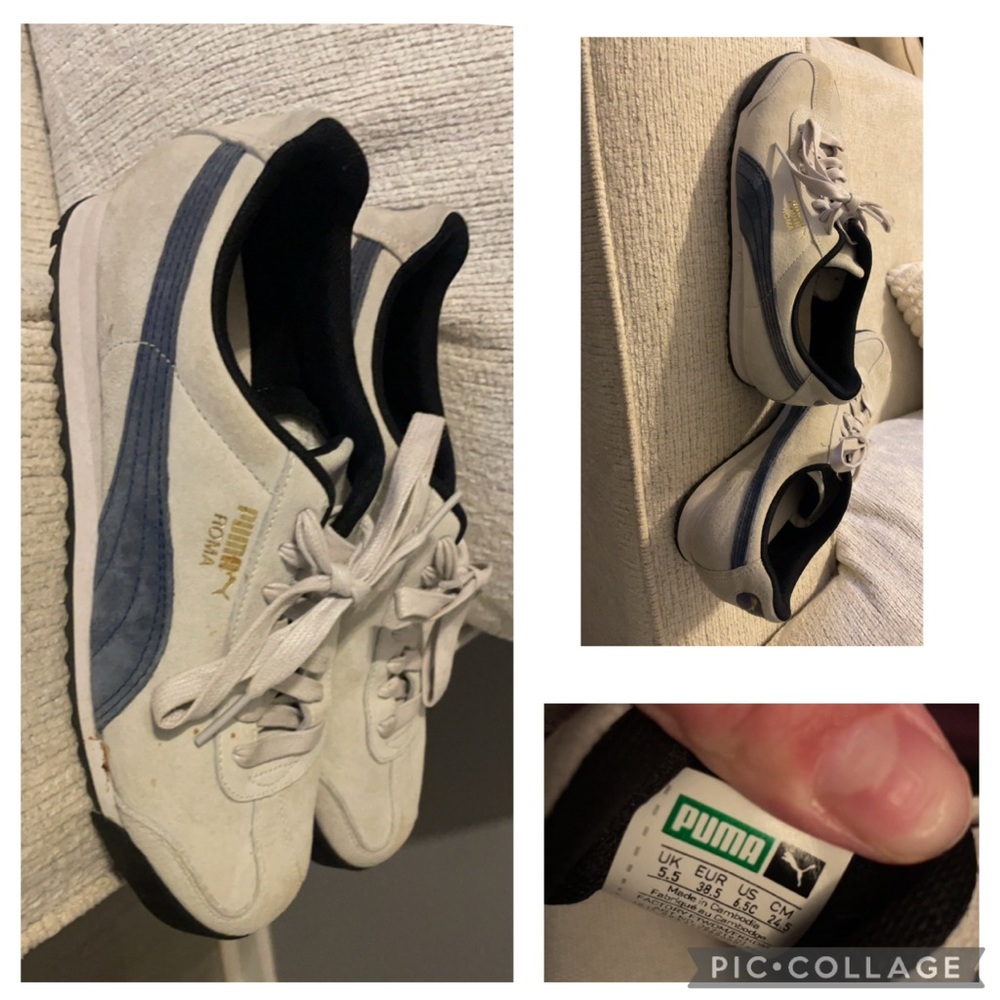 Puma White and Blue Sneakers